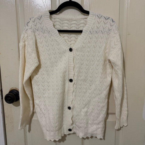 SHEIN Sweaters - SHEIN Cream Knit Cardigan with Buttons